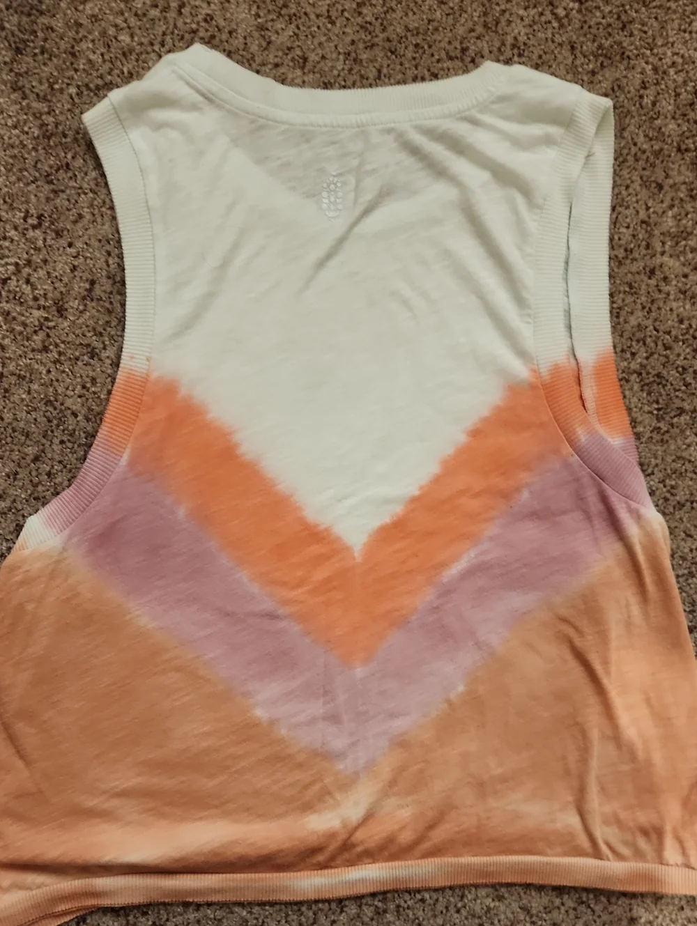 Free People Movement Sleeveless Tie-Dye Crop Top - White, Peach & Lilac Size S